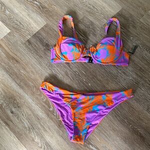 Vibrant Bikini Set in Orange and Purple
